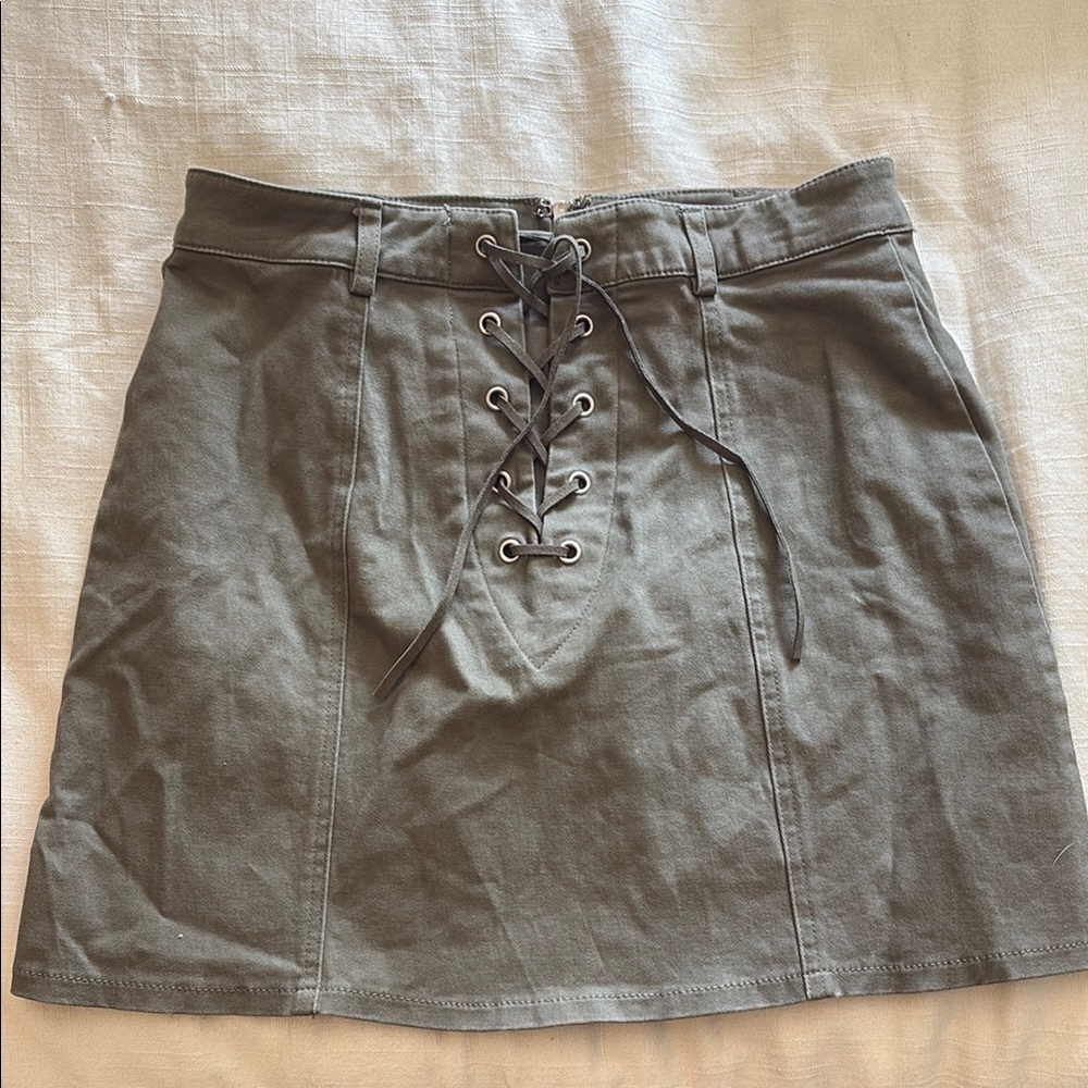 Forever 21 Gray Pencil Mini Skirt with Tie Front